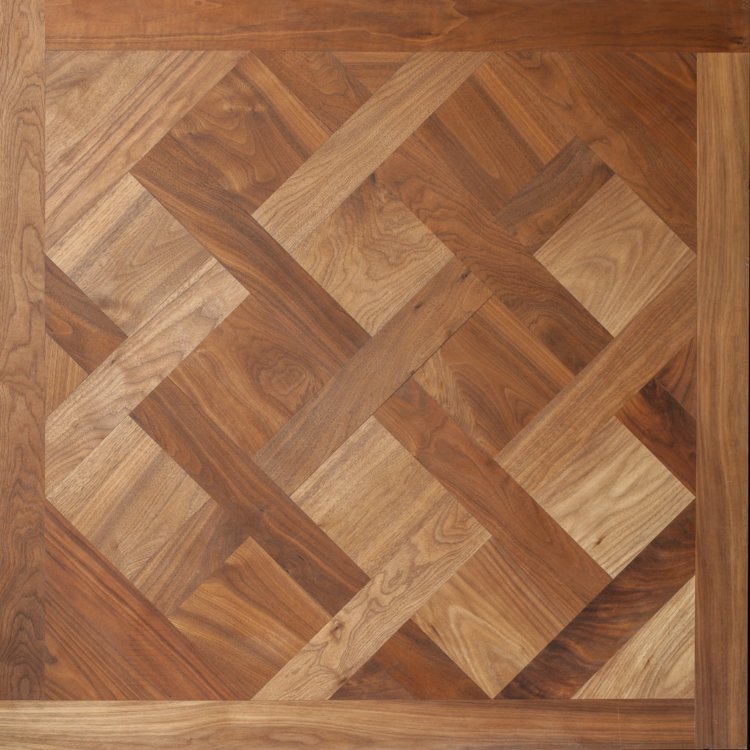 Harvested Reclaimed Parquet Flooring Solid Engineeered American Black Walnut Versailles Panel